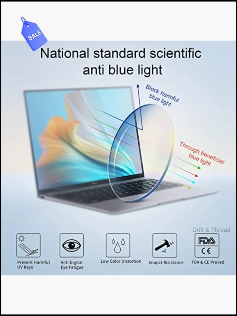 Rectangle Blue Light Blocking Glasses 4 Pair Set Anti Eye Strain UV400 for